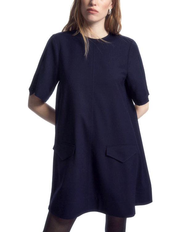 ROBE COURTE OVERSIZE LAINE MLANGE bleu marine