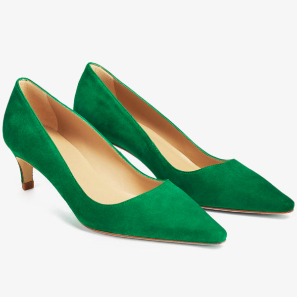 Escarpins Ava en cuir velours vert