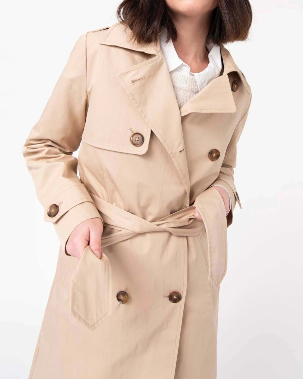 Trench femme court avec ceinture beige