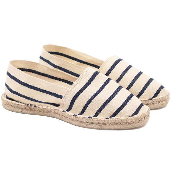 Espadrilles toile coton blanc bleu