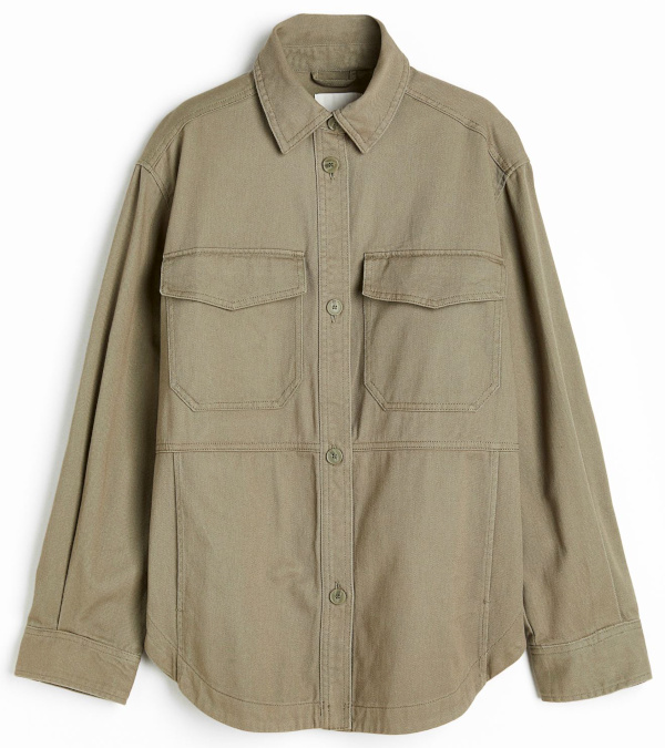 Veste-chemise en twill kaki