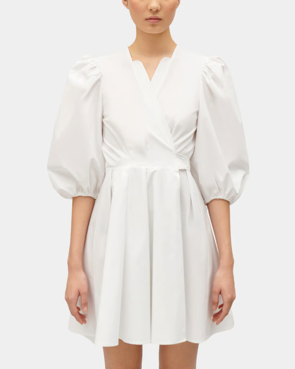 Robe ajuste Raymonde courte en coton blanche