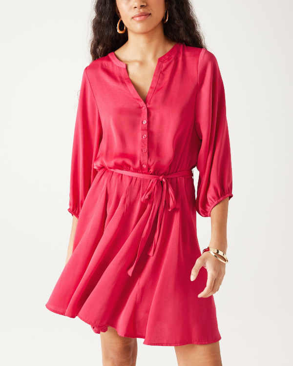 Robe courte en satin Femme - Framboise