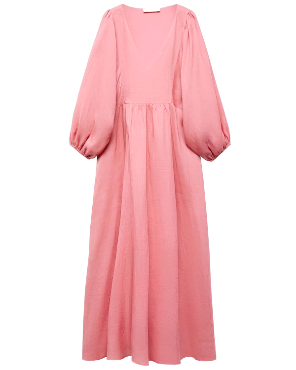 Robe ramie manches bouffantes rose