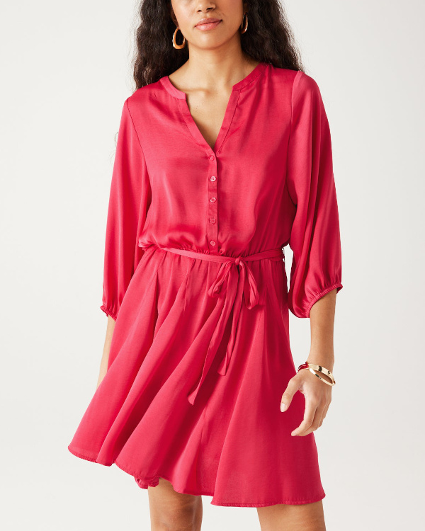 Robe courte en satin Femme - Framboise