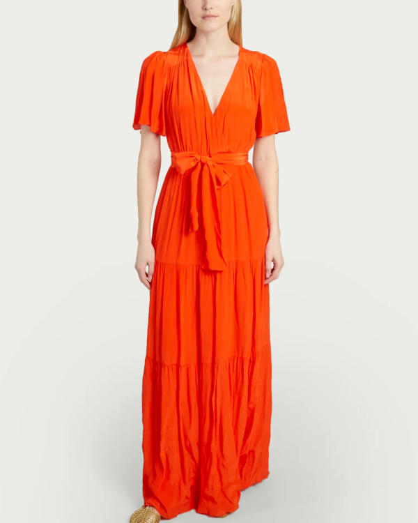 Robe orange  manches courtes