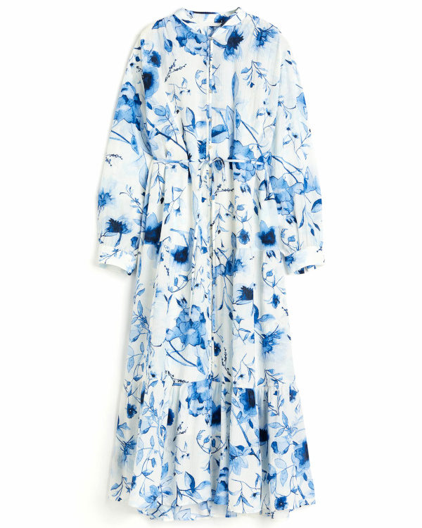 Robe oversize froisse bleue fleurie