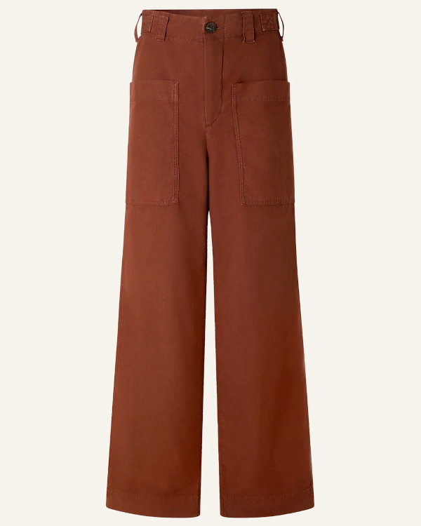 Pantalon  poches plaques en toile dlave terracotta