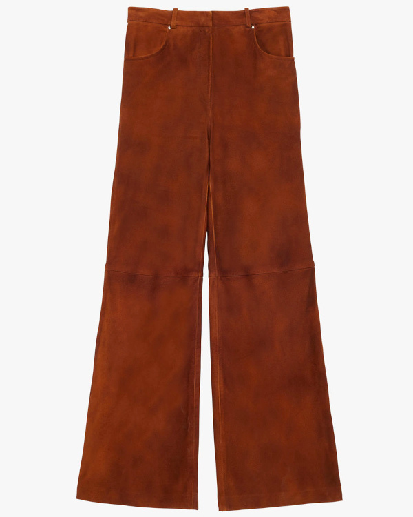 Pantalon droit uni marron