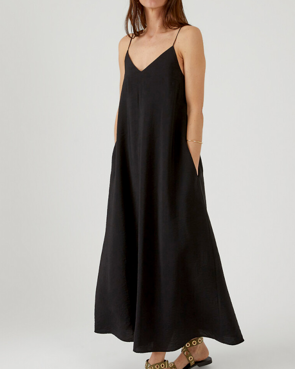 Robe longue  fines bretelles noir