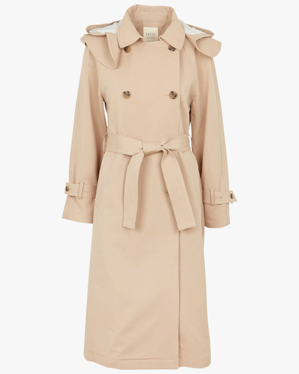 Trench col classique en coton mlang | Beige