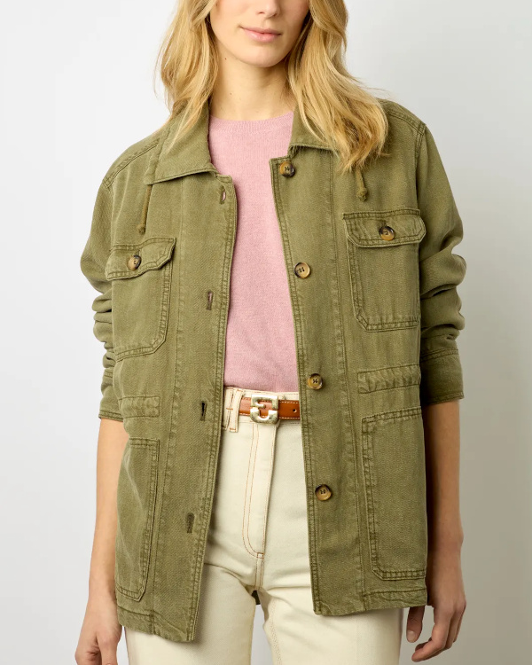 este droite col classique aspect jean | Vert