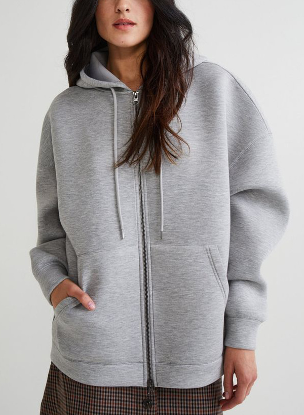 Sweat uni ample  capuche gris