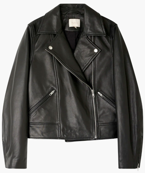 VESTE BIKER EN CUIR LISSE