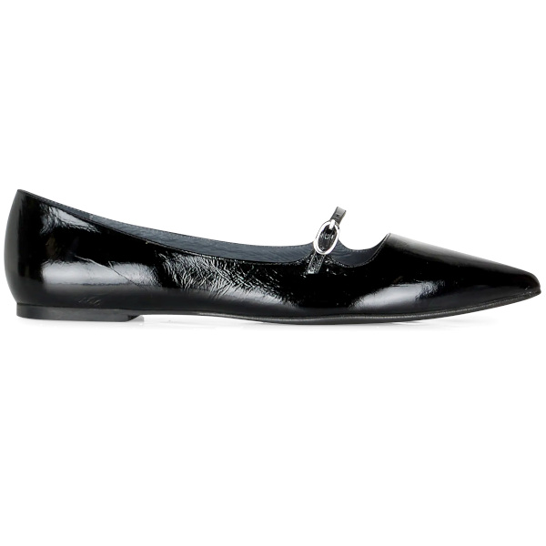 Ballerines pointues en cuir brillant | Noir