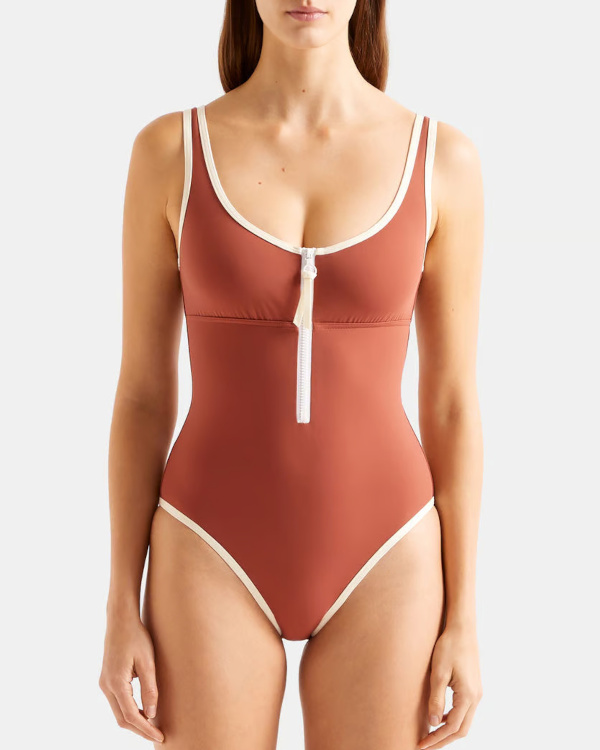 Maillot de bain 1 pice nageur marron