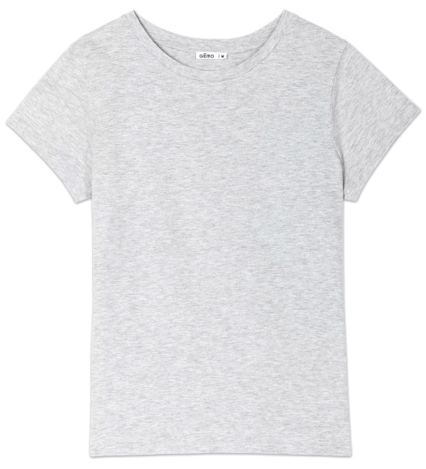 Tee-shirt  manches courtes et col rond femme gris clair