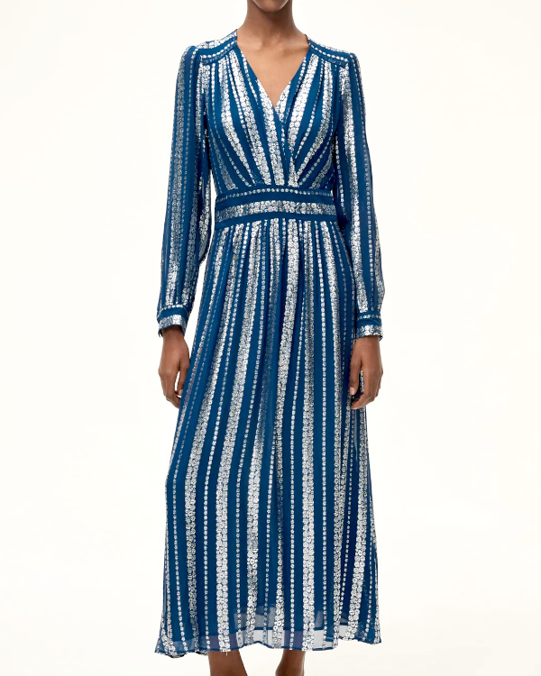 ROBE MIDI bleue en LUREX