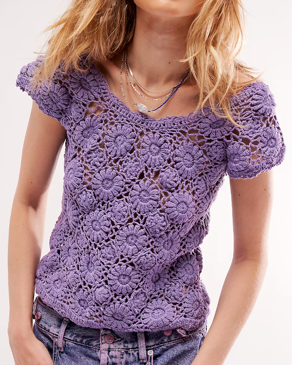 Pull en crochet lavande