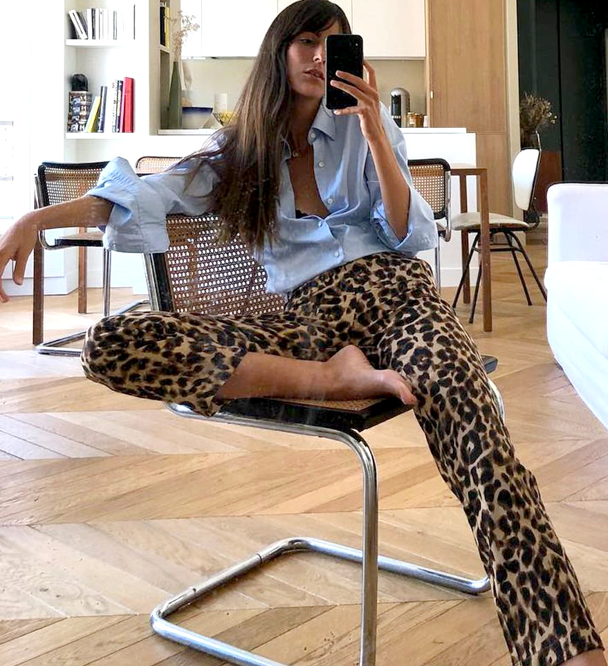 Chemise masculine + pantalon droit lopard = le bon mix