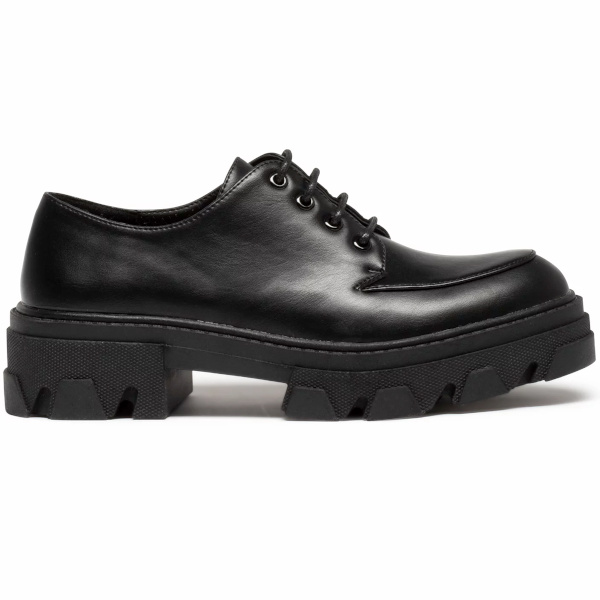 Derbies femme unis  semelle paisse et crante noir