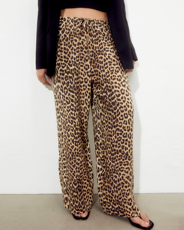 Pantalon large en viscose lopard