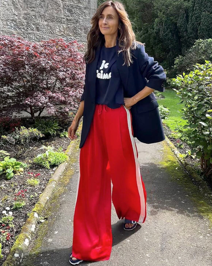 Blazer + pantalon large fluide = le bon mix