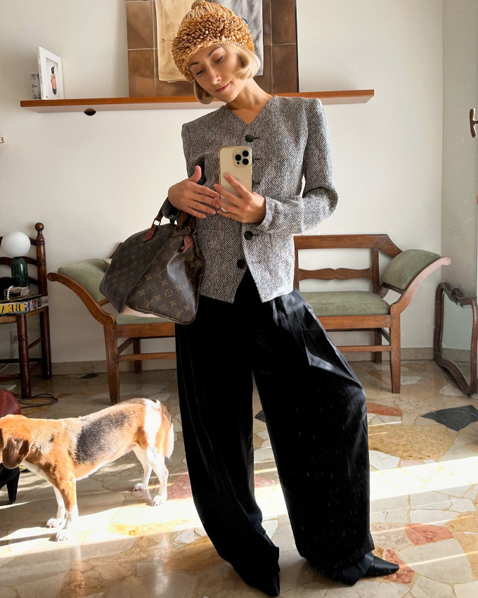 Veste droite + pantalon ultra large = le bon mix