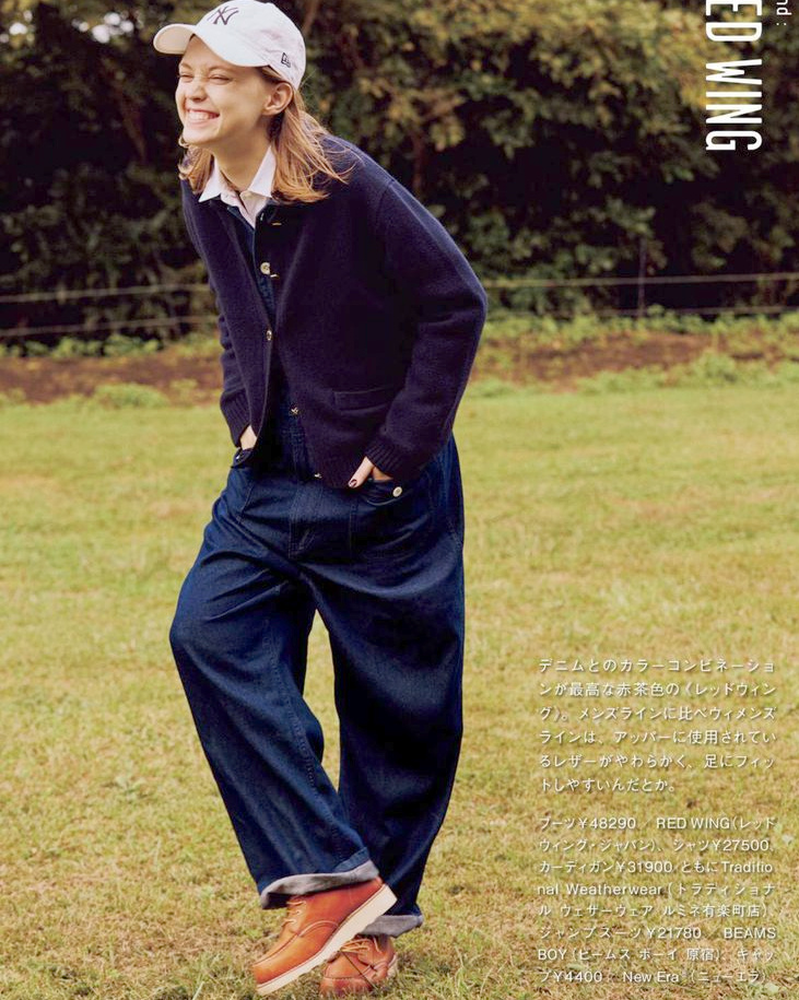 Jean large + cardigan + casquette = le bon mix