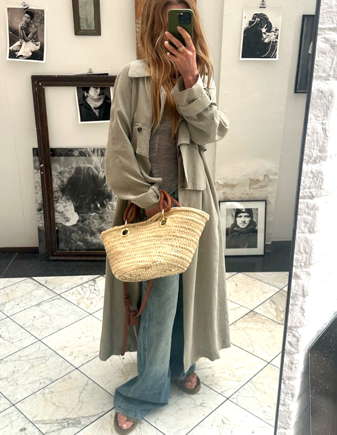Rien de tel qu'un cabas en osier pour faire entrer le trench dans le printemps !