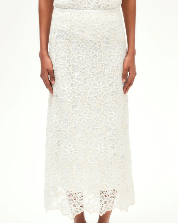 Jupe midi en dentelle blanche