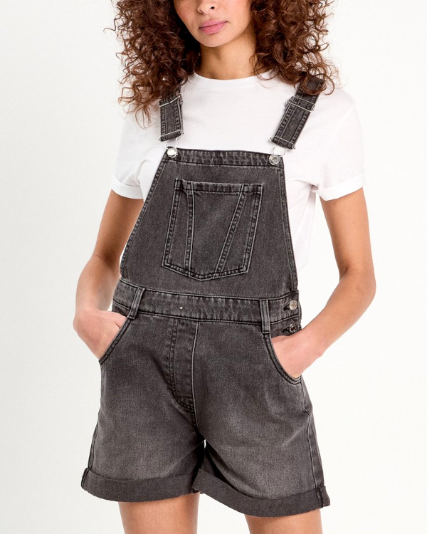 Salopette short en jean noire