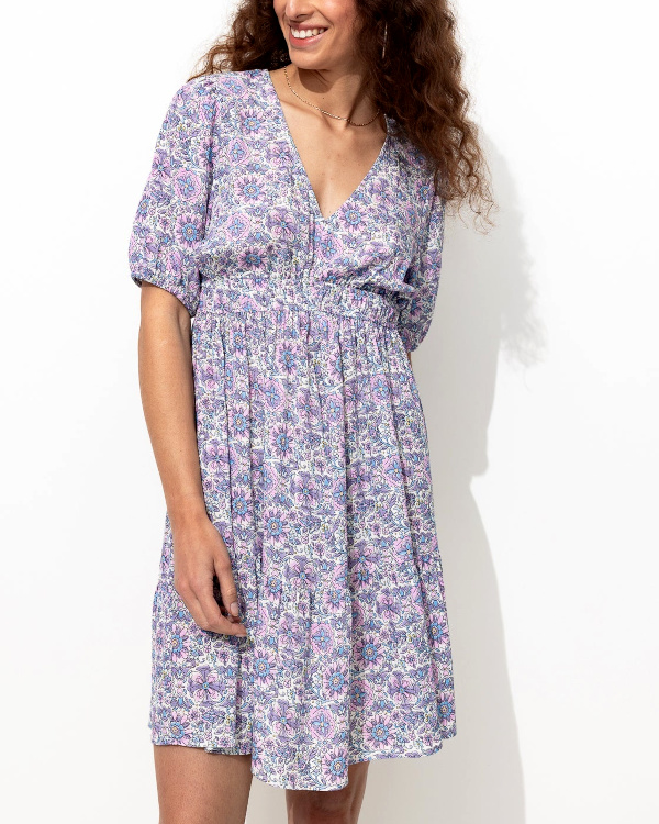 Robe courte imprimée Femme - Imprimé écru