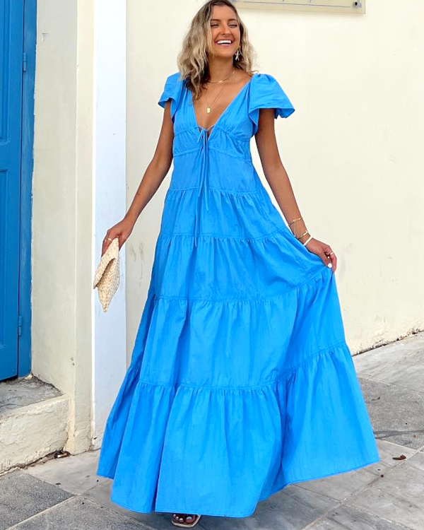 Robe longue bleue