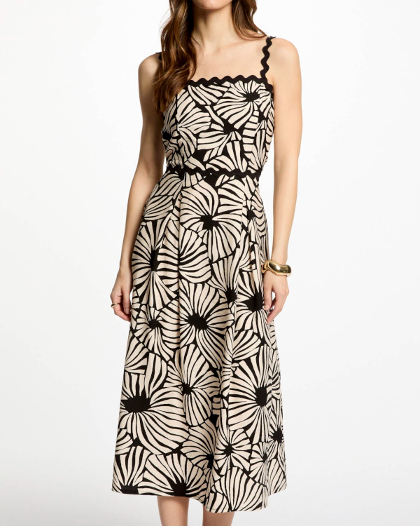 Robe midi droite imprimée multicolore femme