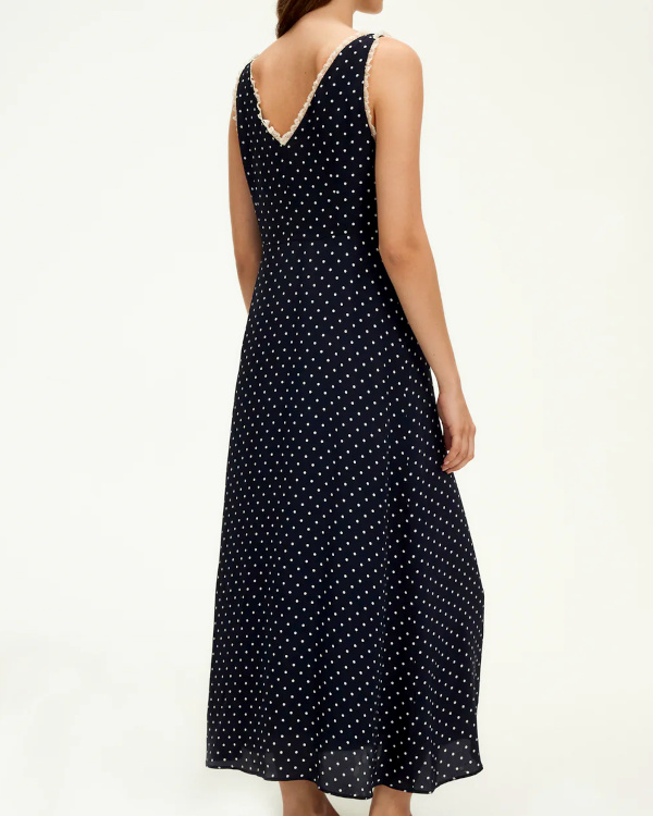 Robe longue sans manche à pois