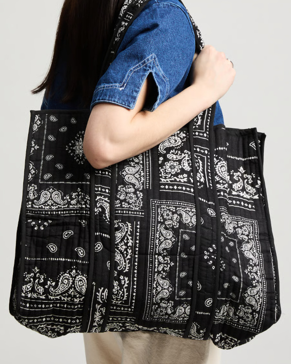 Sac cabas à motif jacquard - Noir