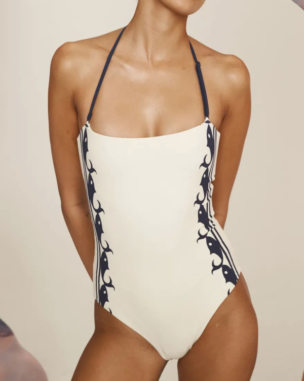 Maillot 1 Pièce Marine Fibres Recyclées | Crème