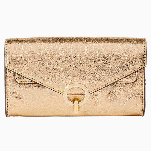 Pochette en cuir métallisé - Doré