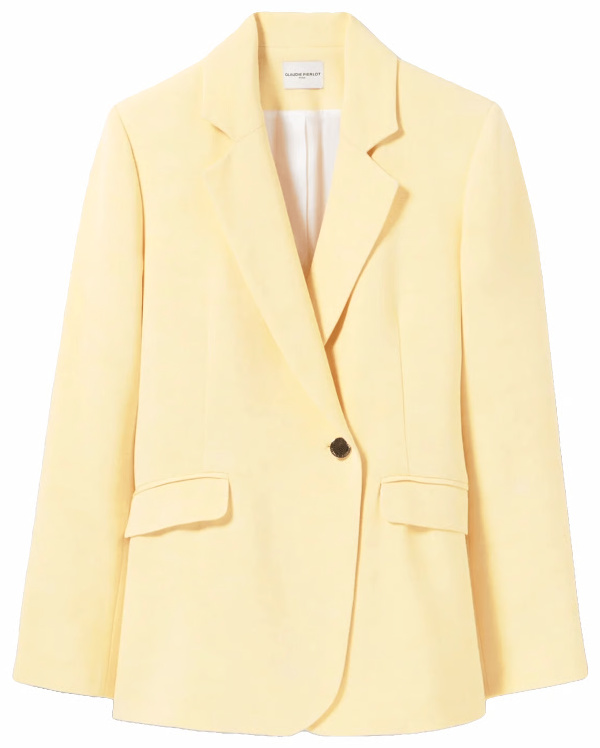 Veste de tailleur droite à fermeture croisée - Jaune