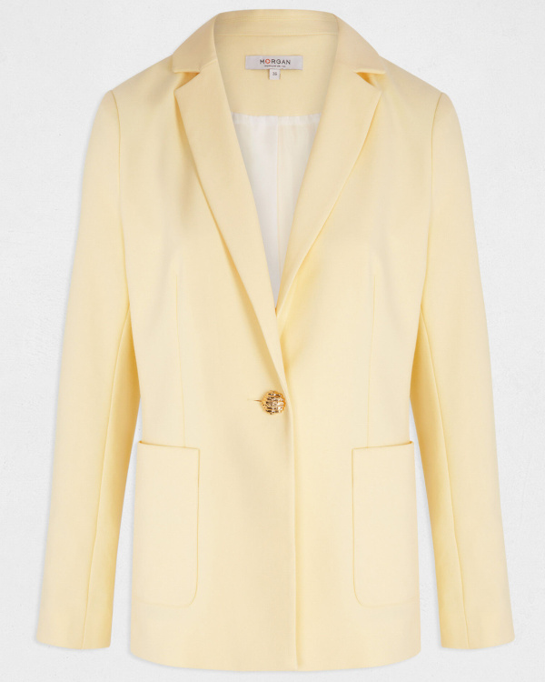 Blazer poches plaquées jaune pastel femme
