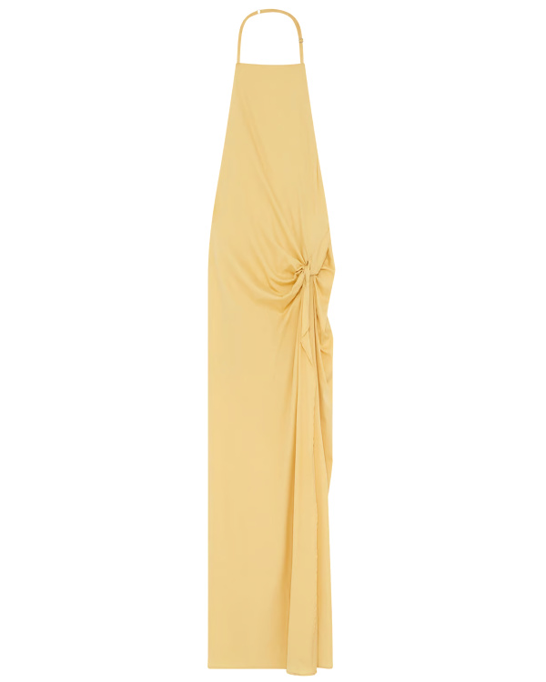 Robe longue drapée dos nu - Jaune