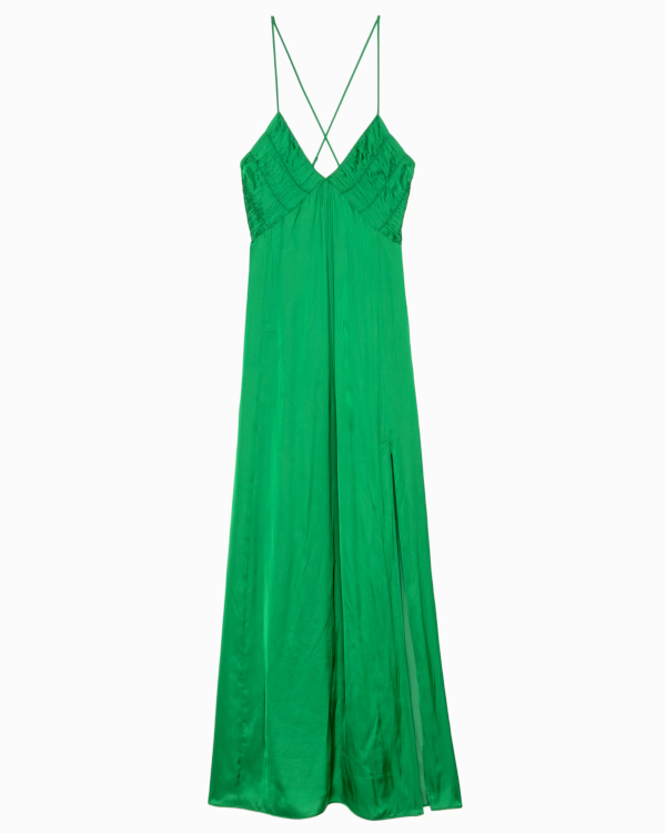 Robe verte en satin