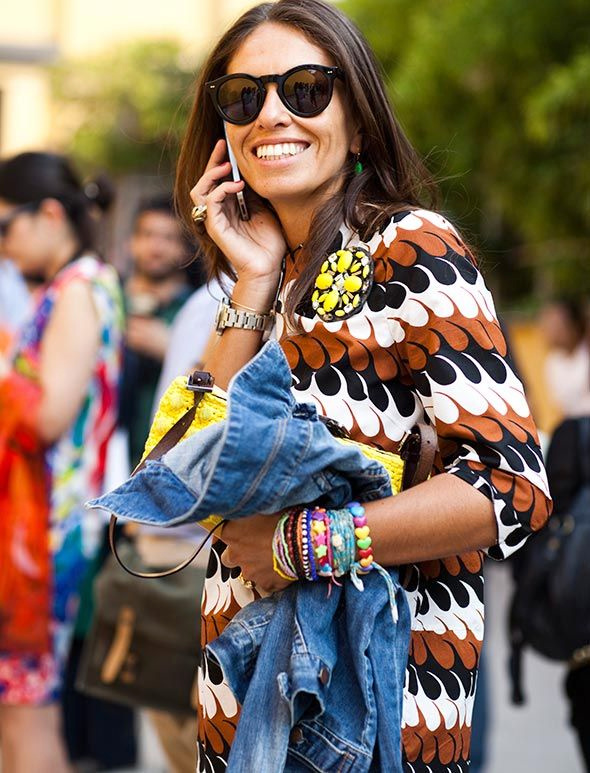 Imprims sixties + veste en jean = le bon mix