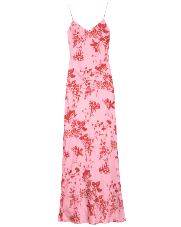 Robe longue à bretelles rose