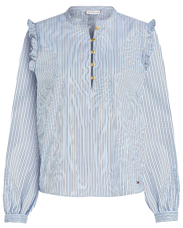 Blouse manches longues col montant avec volant