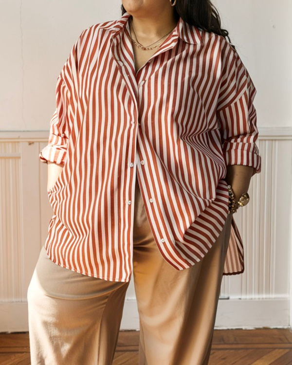Chemise rayée ample et pantalon large