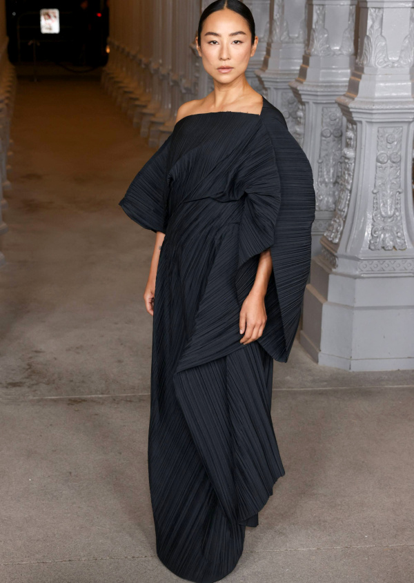 Robe noire plisse