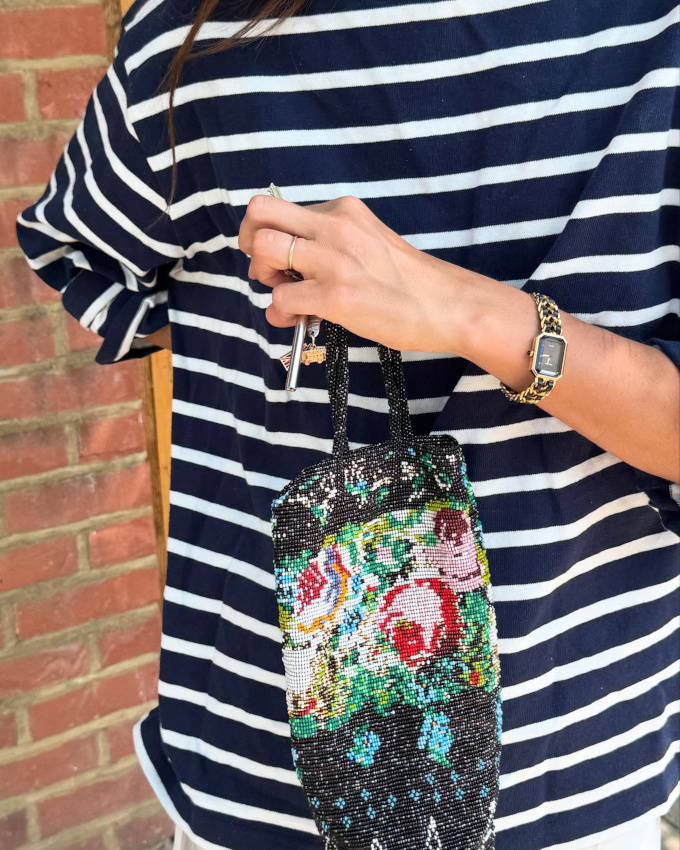 Rayures marinire + perles tisses = le bon mix