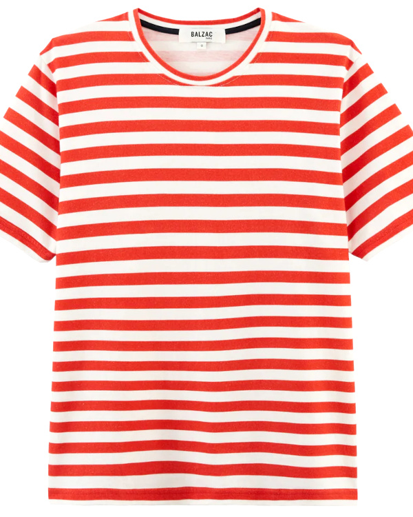Tee shirt Bree rayures rouge coquelicot et blanc